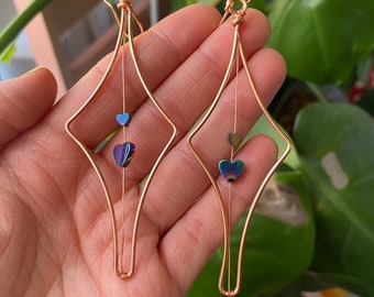 Hematite Heart Bead Star Drop Earrings