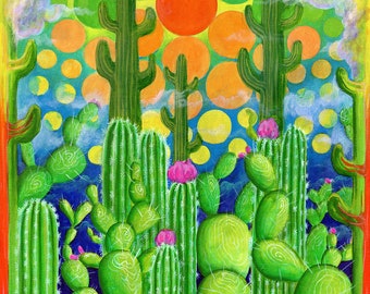 Fine Art Print - "Cactus Party"