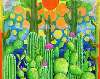 Fine Art Print - "Cactus Party"