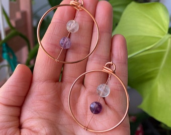 Mini Hoops - Fluorite Earrings