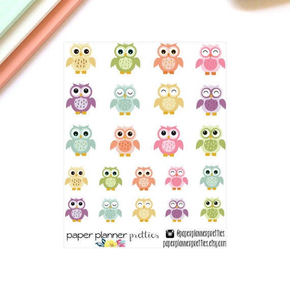 Owl Planner Stickers Inkwell Press Livewell Erin Condren | Etsy