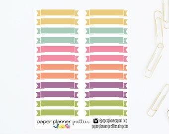 Blank Ribbon Banner Planner Stickers - Inkwell Press Planner Livewell Erin Condren Plum Paper Vibrant Straight May Designs Solid