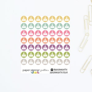 Birthday Cake Planner Stickers - Dots Circles Inkwell Press Livewell Erin Condren Plum Paper Daily Task Levendige Party Pastel Reminder Icon
