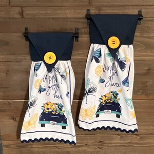 Oven Towels, Kitchen Towels, Hanging Towels, Blue and Yellow Hanging towels
