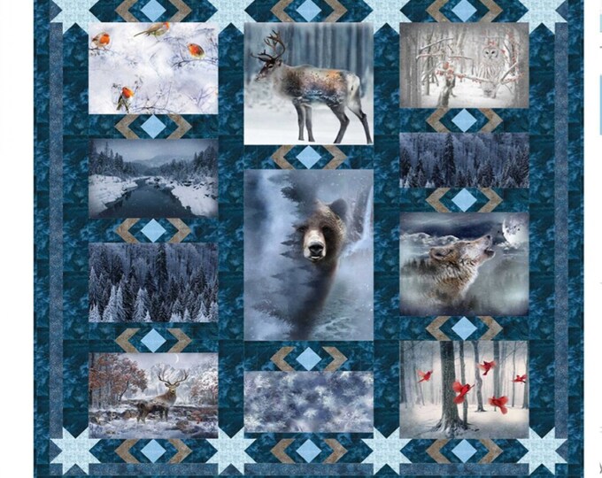 Quilt Pattern, Winter Frost, Full Quilt, Panel Quilt Pattern, Beginner Quilt Pattern, Pieced