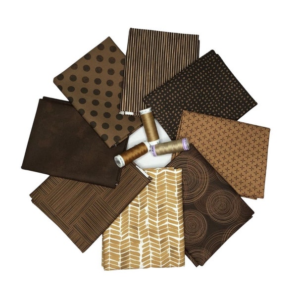 Christmas Fabric, Fat Quarter Bundle, Brown Fabric, Fabric Panel, Brownie, Geometric Fabric, Details, Digital Fabric, By Hoffman, Q4481-386