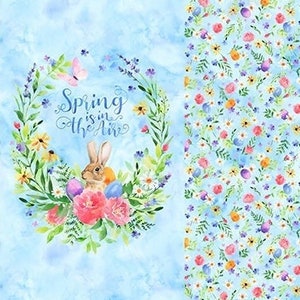 Easter Fabric, Celebrate the Seasons, April Fabric, Fabric Panel, Spring Fabric, Bunny Fabric, By Hoffman, T4907-589