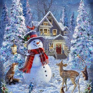 Christmas Panel, Snow Play, Winter Fabric, Snowman Panel