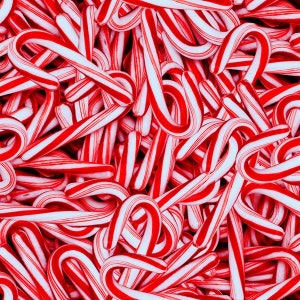 Christmas Fabric, Candy Cane Fabric, Peppermint Lane, Digital Print, by ...