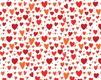 Heart Fabric, Coral Hearts Fabric, It's Raining Cats and Dogs, Valentines Fabric, by Contempo, 10336-34