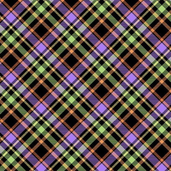 Halloween Fabric Plaid Fabric Halloween Plaid Glow Ghosts Etsy