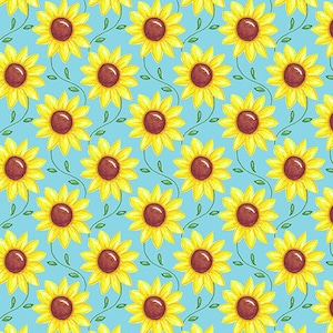 Floral Fabric, Sunflower Fabric, Farm Fabric, Country Fabric, Rise N Shine, Scrolling Sunflowers Sky Blue, by Benartex, 09906-05