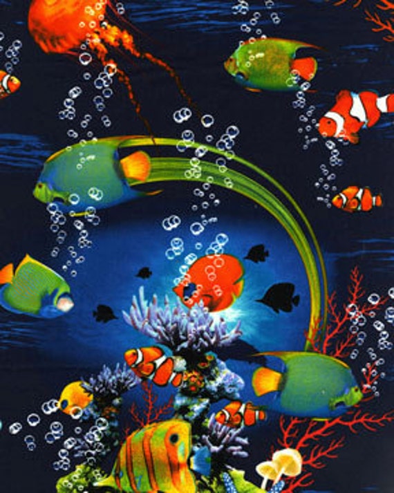 Ocean fabric Fish fabric Fabric with Ocean Scene Juvenile ...