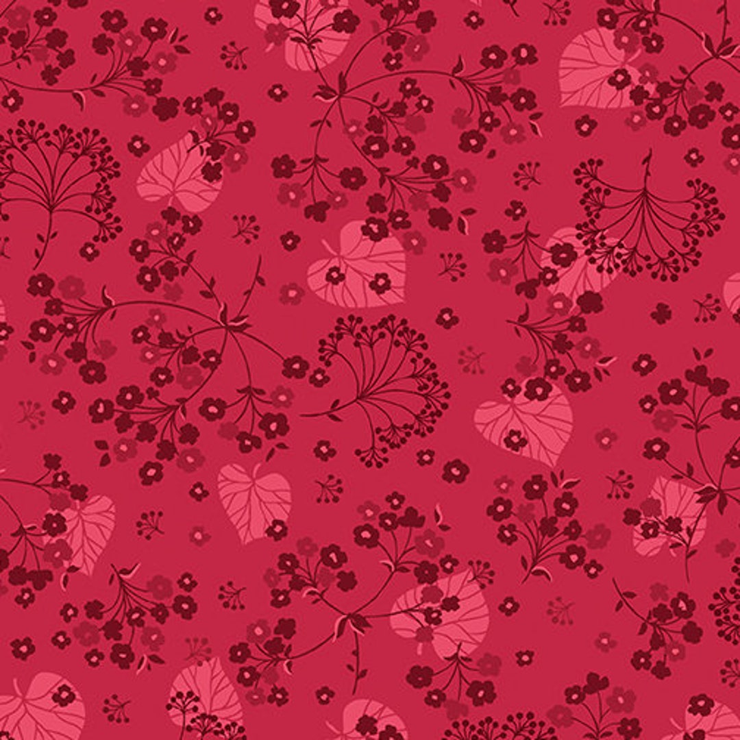 Wide Backing Fabric, Quilt Back Fabric, Harmony Red, Red Fabric, Floral