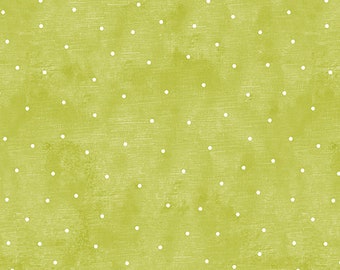 Christmas Fabric, Polka Dot Fabric, A Cozy Winter, Lime Green Fabric, Chalkdot Lime, Silver Metallic Dots, Holiday Fabric, Contempo, 13159P