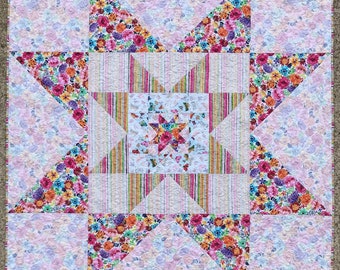 Easy Quilt Pattern, Vari Lovable Star, Use Both Sides, Intermediate Quilt Pattern, By Creative Bee Studio, Karla Kiefner