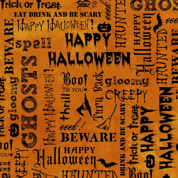 halloween fabric halloween words