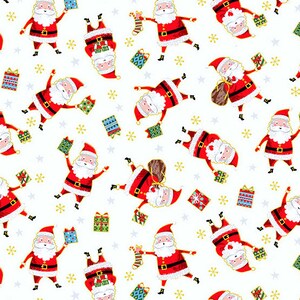 Christmas Fabric, Santa Fabric, Santa Express, Gold Metallic Fabric, Presents Fabric, Snowflake Fabric, by Andover, 2380-Q