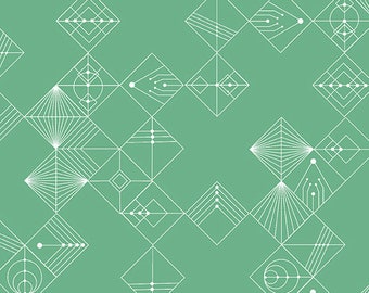 Deco Print Fabric, Geometric Fabric, Tiles in Jade, Century Prints Deco, Two Tone Fabric, Giucy Guice, by Andover, CS31-Jade