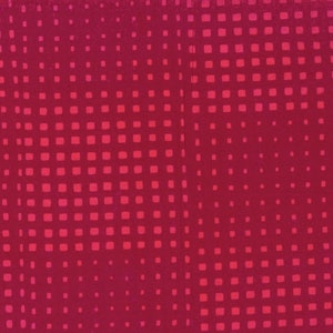Geometric Fabric, Bali Batiks, Indah Batik, Me and You Batik, Hand Dyed Batik, Tone on Tone, Red Squares, Deep Red, by Hoffman, 154-629