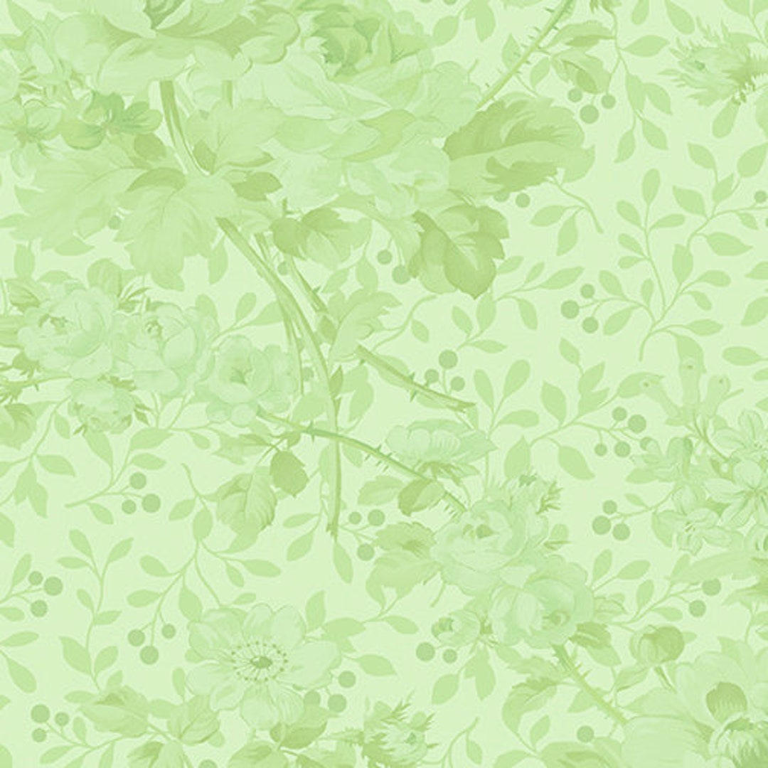 Wide Backing Fabric, Quilt Back Fabric, Rose Whispers Garden Green