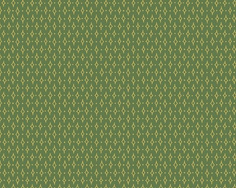 Christmas Fabric, Winter Fabric, Metallic Gold Fabric, Leaf Green Mod Diamonds, Century Fabric, Holiday Shimmer, Andover, 9666M-Leaf