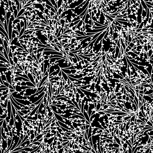 Foliage Fabric, Black White Fabric, Floral Fabric, Leaf Fabric, Night and Day Fabric, Tossed Sprigs, by Benartex, 10407-90