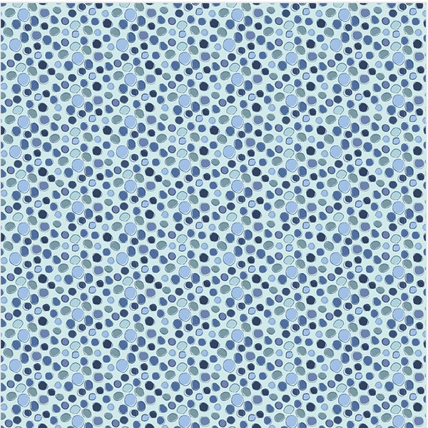 Polka Dot Fabric, Crocodile Smiles, Blue Polka Dot Fabric, by Clothworks, Y3396-87