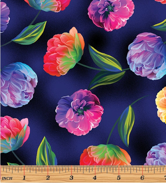Floral Fabric, In Full Bloom, Large Floral Fabric, Luminous Blooms