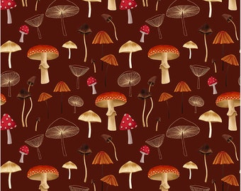 SPRINGS CREATIVE PRODUCTS BRIGHT OWL ALLOVER MUSHROOMS BEIGE COTTON FABRIC BTY SPRINGS CREATIVE PRODUCTS BRIGHT OWL ALLOVER MUSHROOMS BEIGE COTTON FABRIC BTY