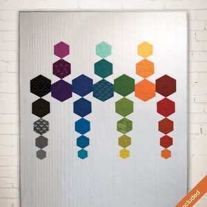 Quilt Pattern, Hexactly, Hunters Design Studio, Hexagon Quilt Pattern, Easy Quilt Pattern, by Sam Hunter, HDS-045