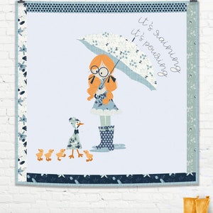 Quilt Pattern, Blue Goose, Rainy Days, Appliqué Quilt Pattern, Embroidery Pattern, by Meags and Me, 112