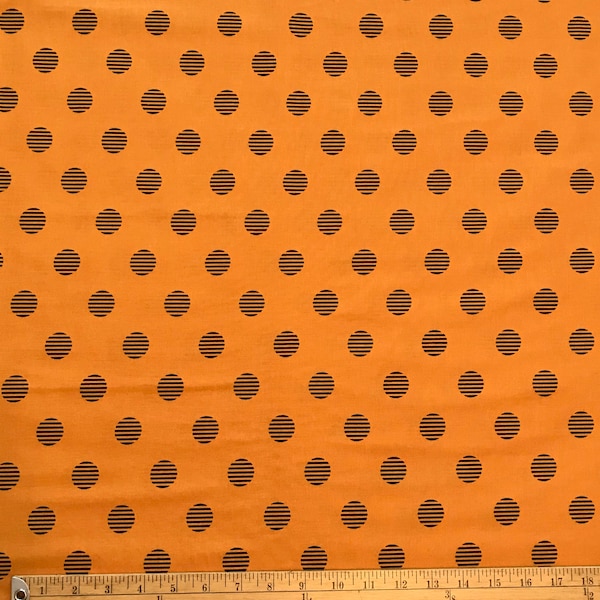 Polka Dot Fabric, Halloween Fabric, Hootenanny Fabric, Autumn Fabric, Orange Moon, Large Dot Fabric, Renee Nanneman, Andover, 9809-O