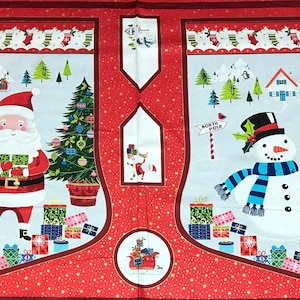 Christmas Fabric, Santa Express, Stocking Fabric, Pre-printed Stocking Fabric, Snowman Fabric, Santa Fabric, by Andover, 2388-1