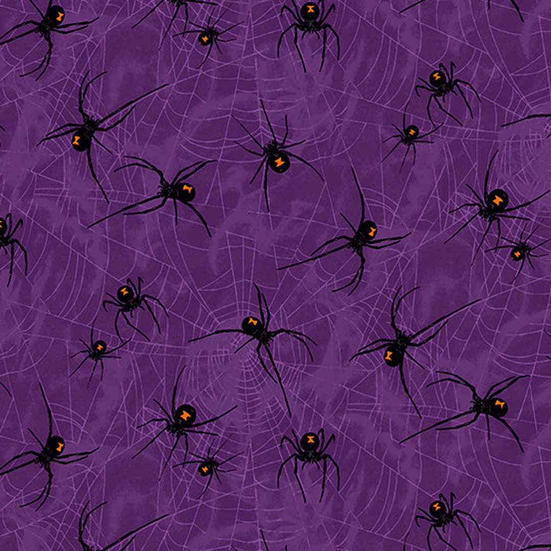 Halloween Fabric, Mystery Manor Fabric, Spider Fabric, Black Widow