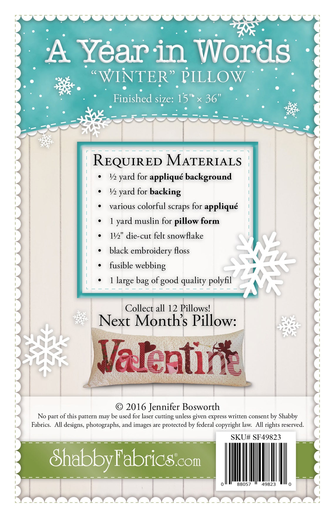 A Year in Words Pillow Pattern January Pillow Pattern Etsy