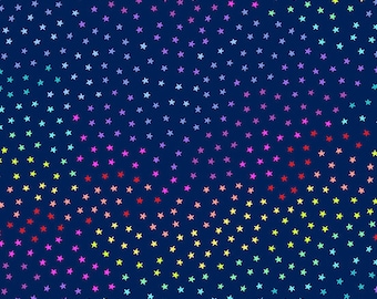 Star Fabric, Rainbow Fabric, Starbright Fabric, Rainbow Stars Dusk, by Andover Fabrics, 9764-B