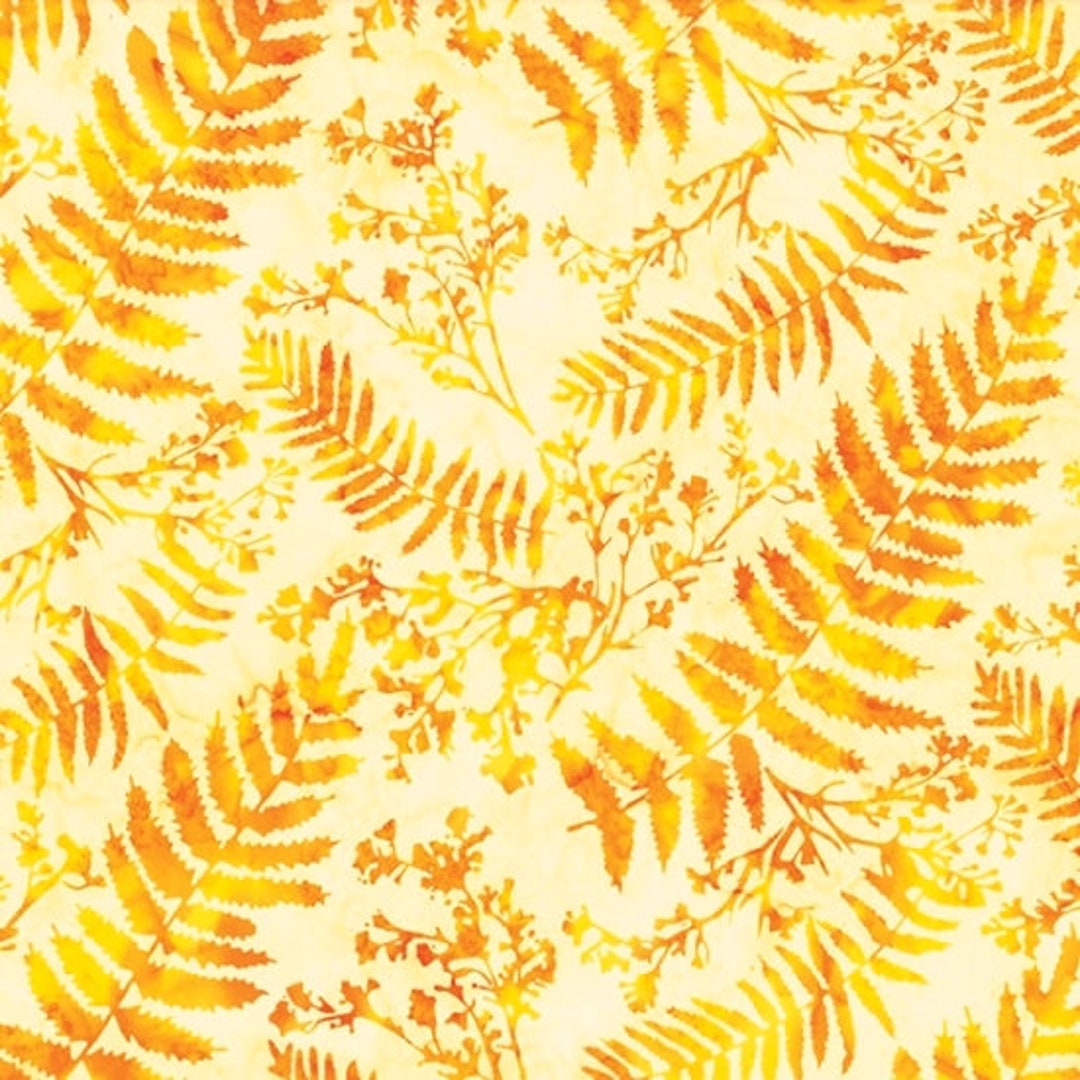 Yellow Batik Fabric Sun Bali Batiks Yellow Leaf Batik Etsy