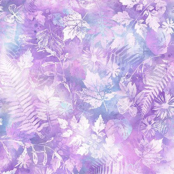 Nature Fabric, Leaf Fabric, Floral Fabric, Mystic Mountains, Forest Fabric, Lilac Purple Fabric, by Hoffman California Fabrics, U5011-30