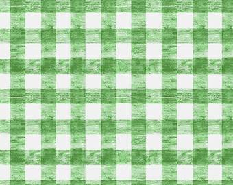 Gingham Fabric, Picnic Fabric, Green Gingham Fabric, The Very Hungry Caterpillar Picnic, Green Plaid Fabric, by Andover, 180-G