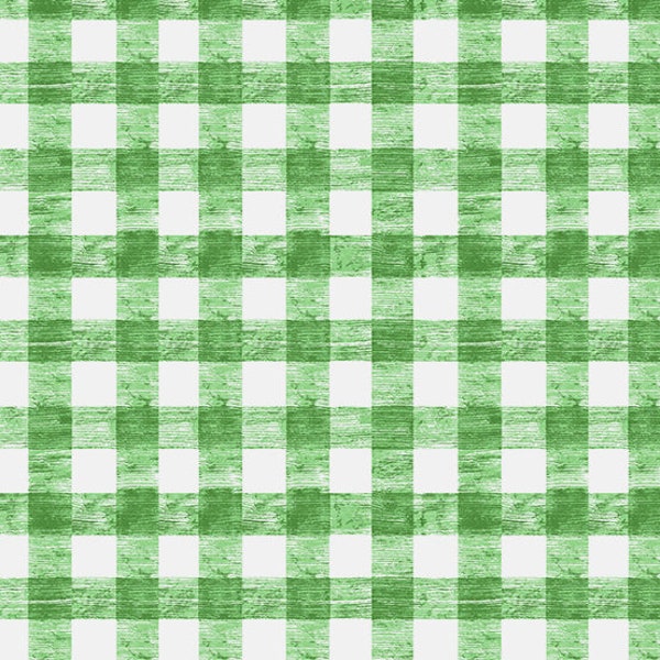 Gingham Fabric, Picnic Fabric, Green Gingham Fabric, The Very Hungry Caterpillar Picnic, Green Plaid Fabric, by Andover, 180-G