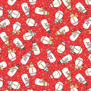 Christmas Fabric, Snowman Fabric, Santa Express, Gold Metallic Fabric, Winter Fabric, Snowflake Fabric, by Andover, 2386-R