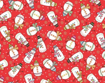 Christmas Fabric, Snowman Fabric, Santa Express, Gold Metallic Fabric, Winter Fabric, Snowflake Fabric, by Andover, 2386-R