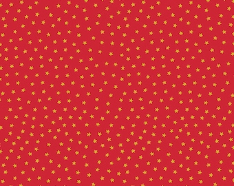 Christmas Fabric, Winter Fabric, Snowflake Fabric, Star Light Red Gold Fabric, Century Fabric, Holiday Shimmer, Andover, 9674M-Red