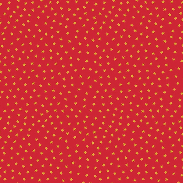 Christmas Fabric, Winter Fabric, Snowflake Fabric, Star Light Red Gold Fabric, Century Fabric, Holiday Shimmer, Andover, 9674M-Red