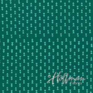 Batik Fabric, Bali Batiks, Hand Dyed Batik, Geometric Batik Fabric, Tone on Tone, Green Triangle Batik, Hunter, by Hoffman, P150-60