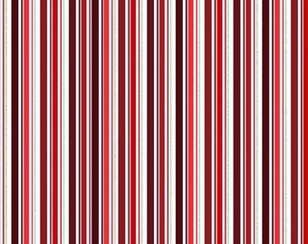 Red and Gold Striped Christmas Fabric, Holiday Sweets, Gold Metallic Striped Fabric, Hoffman California Fabrics, U4996-210G