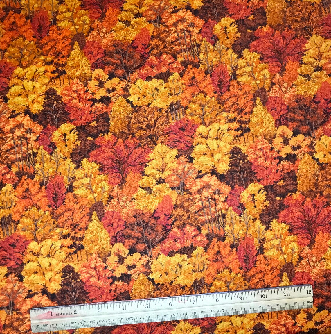 Fall Fabric Autumn Fabric Tree Fabric Nature Fabric Orange - Etsy