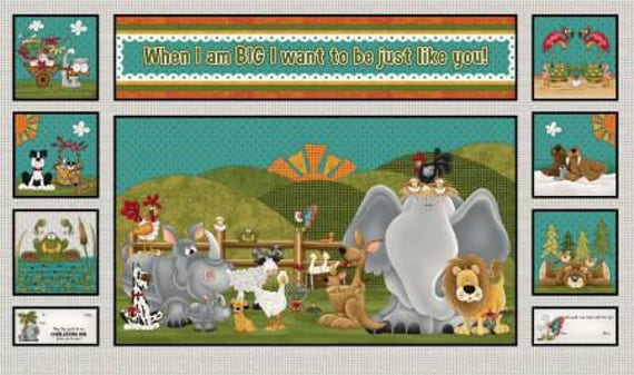 Tier Panel, Elefant Stoff, Bauernhof Stoff, Stoff Panel, Wenn ich