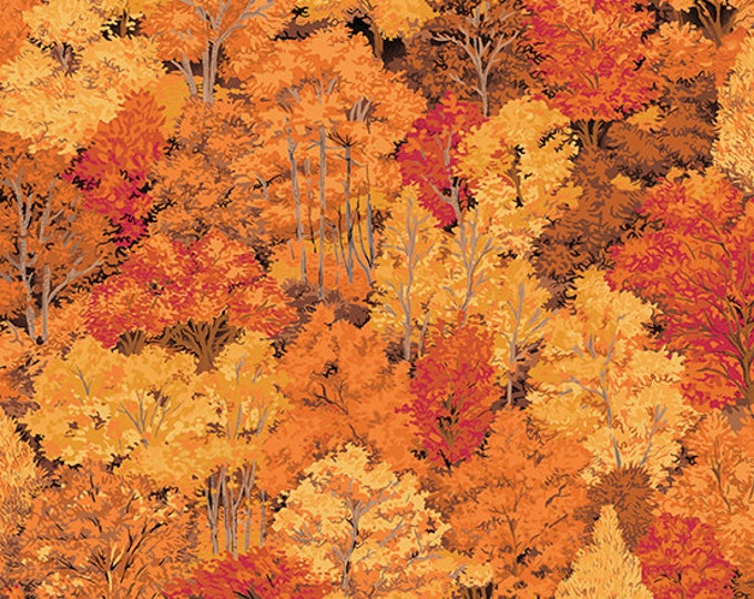 Fall Fabric, Autumn Fabric, Tree Fabric, Nature Fabric, Orange Fabric